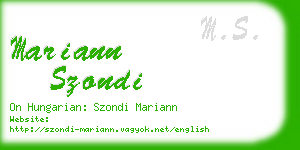 mariann szondi business card